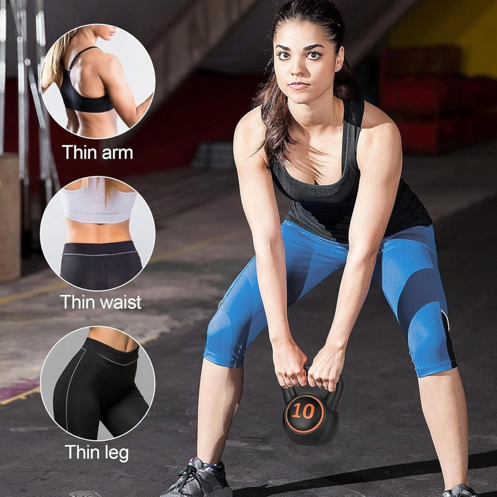 3Pcs Kettlebell Weight Set, 5lb, 10lb, 15lb for Home Gym Strength Training