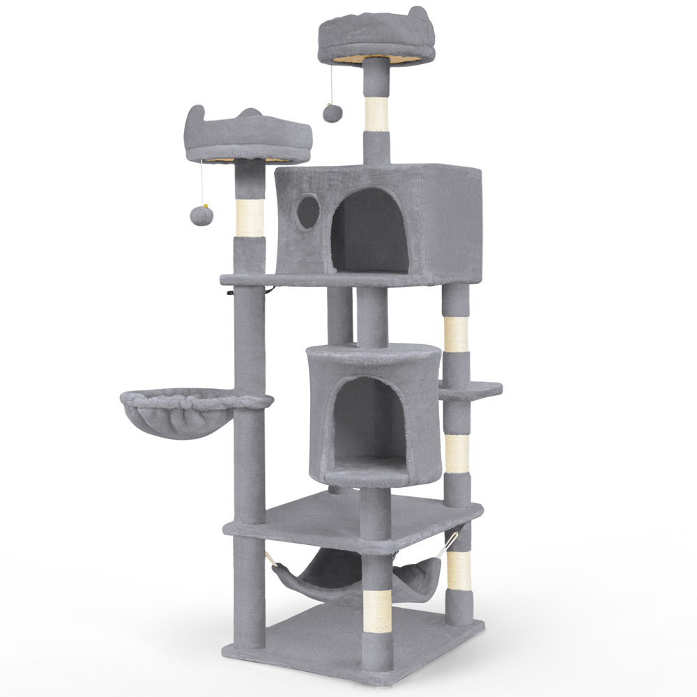 TEMU VOUNOT Arbre à Chat Multi-Niveaux Grand avec Griffoir 2 Niches Centre d’Activités et 3 Plateformes pour Félins Hauteur 168 cm