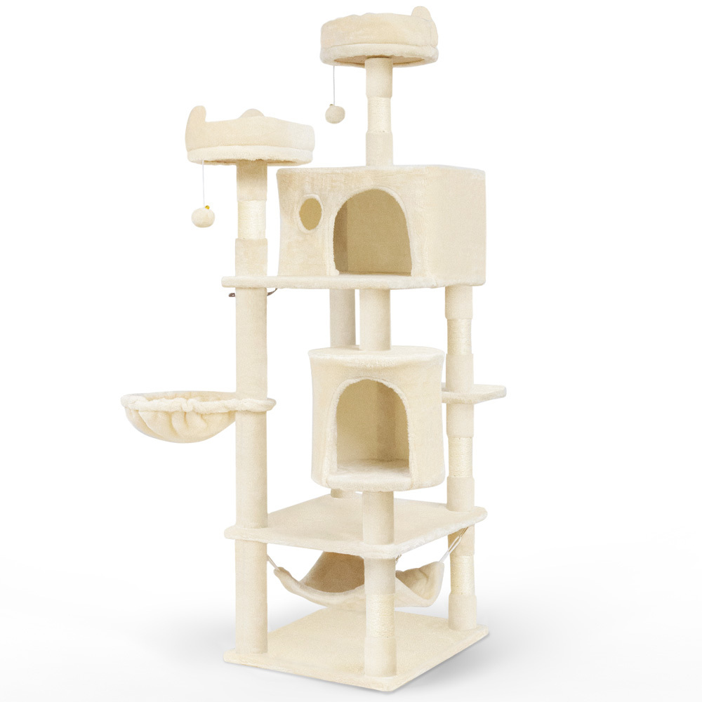 Vounot Multi-level Cat Tree With Scratcher, 2 Activity Nooks, And 3 Platforms For , 168 Cm Height