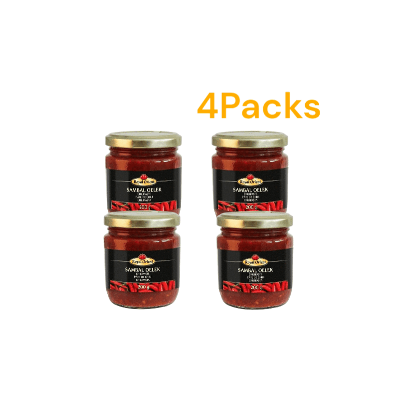 Image of 4-pack Royal Orient Sambal Oelek 4×200g - Spicy Chili Paste, Ideal For Asian Dishes, Marinades, And Dips