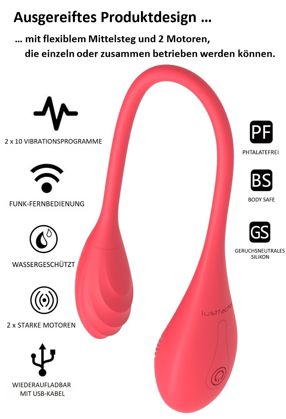 lustfactor jazz | doppel  -liebeskugeln für sie aus silikon | kabellose funk fernbedienung | 2 x 10 vibrationsprogramme |  ei,  ei,  , ei  | wiederaufladbar Produktdetails 4