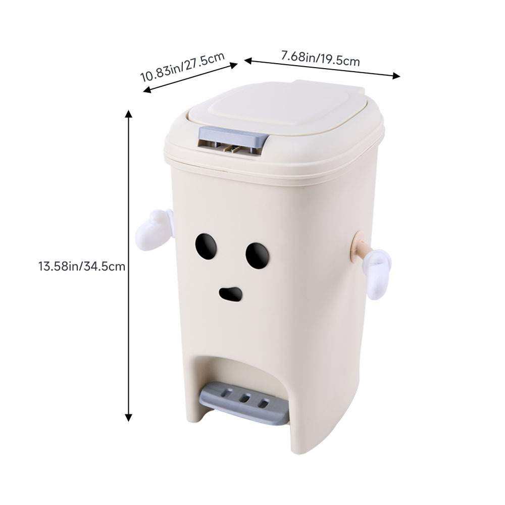 TEMU 1pc Cute Twin-lid Waste Bin - Pedal & Press Top Operation, Space-saving Design For Uk Kitchens/bathrooms, Durable Cream White Plastic ()