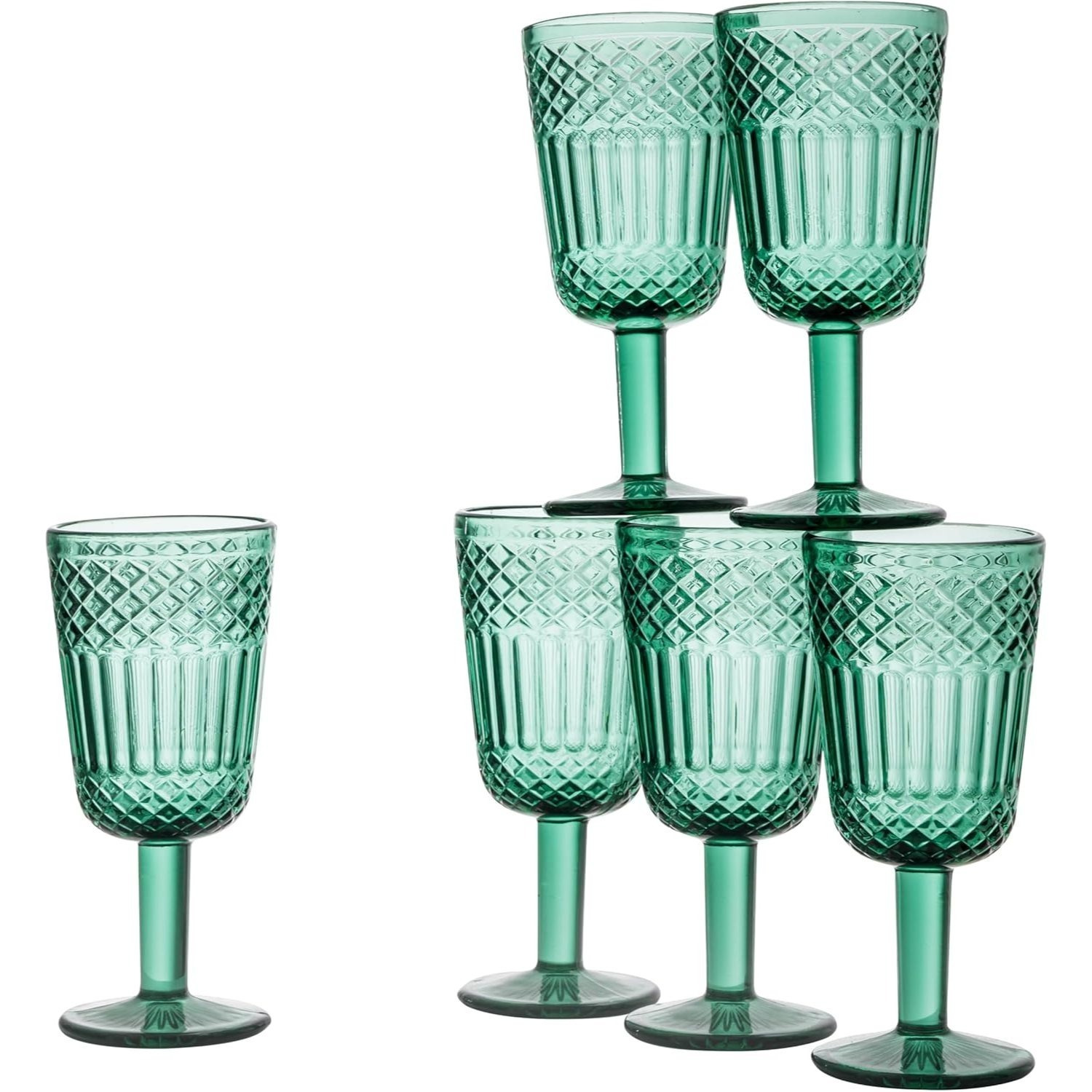 TEMU Baroni Home Set Of 6 Decorated Glass With Raised Accents, 25 Cl, Dishwasher Safe, 8x8x18