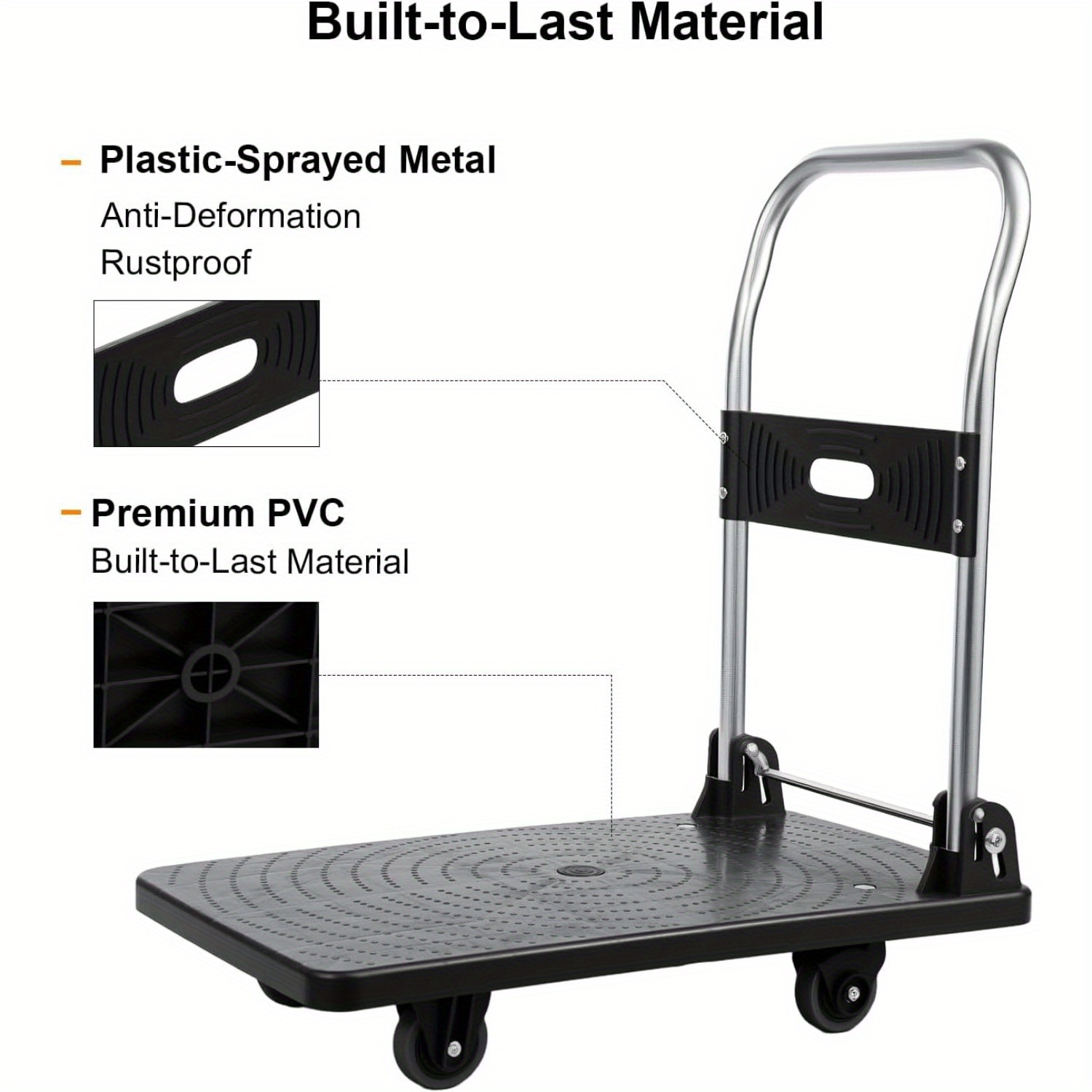 TEMU Folding Platform Trolley, Heavy Duty Hand Sack Truck With Handle, Rolling Flatbed Cart Dolly For Easy Transportation And Heavy Lifting (400kg