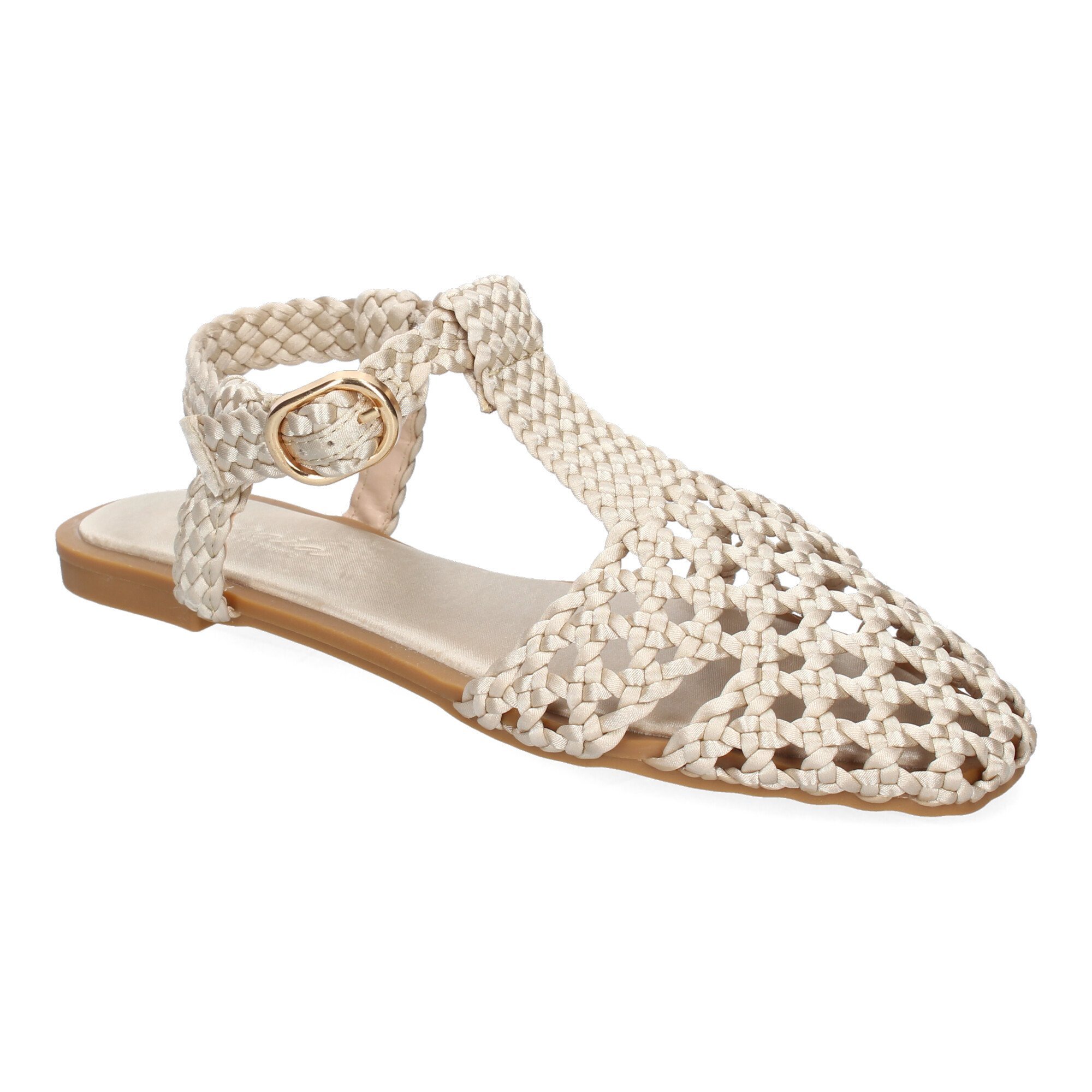 Image of Women's Flat Sandal, Comfortable And Elegant, Woven Design With Closure, Ideal For Spring-summer.