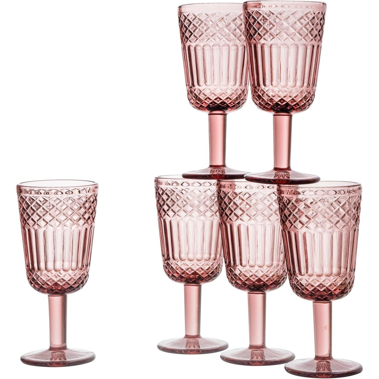 E-shop Baroni Home Set aus 6 verzierten Glasbechern mit erhabenen Akzenten, 25 CL, spülmaschinenfest, 8x8x18