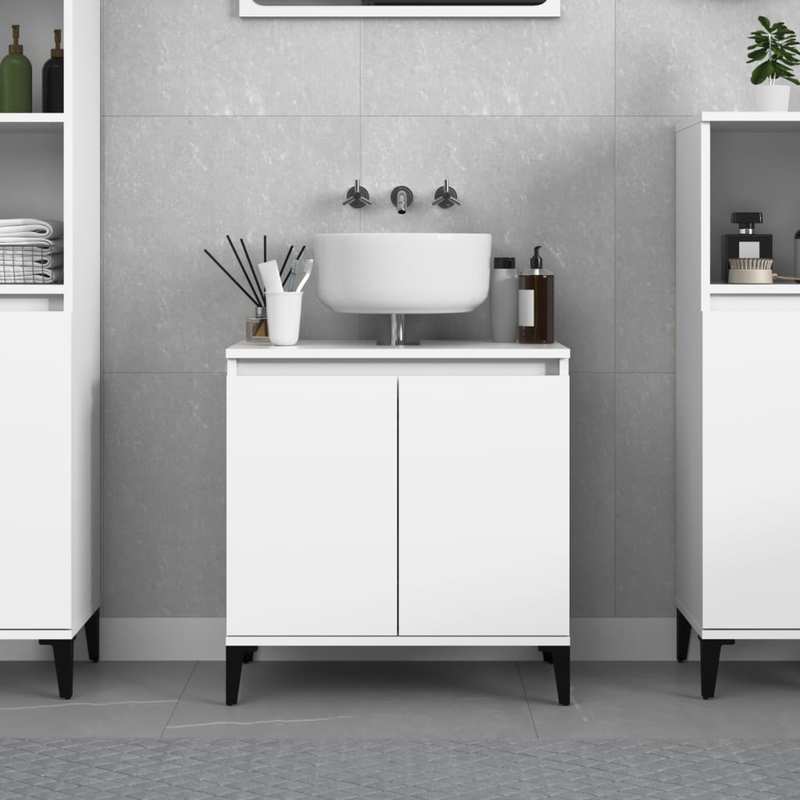 TEMU Sink Base Cabinet White 58x33x60 Cm Wood Material