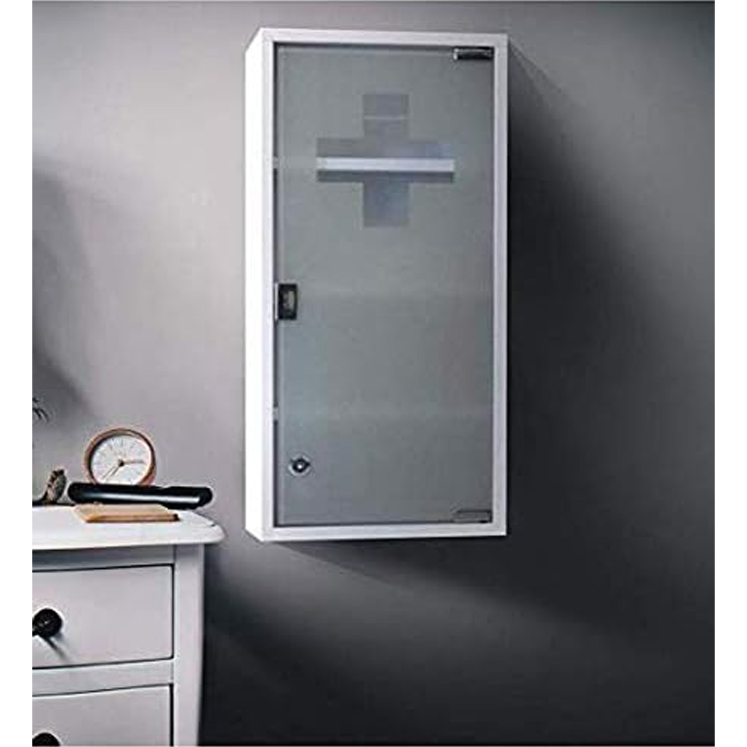 Image of Medical Cabinet Made Of Stainless Steel, Medication Storage, Medication Cabinet With 4 Compartments, Pharmacist Cabinet, Hanging, Lockable Medical Cabinet, 57 X 27 X 12 Cm, Wall Mount, , Swing Door