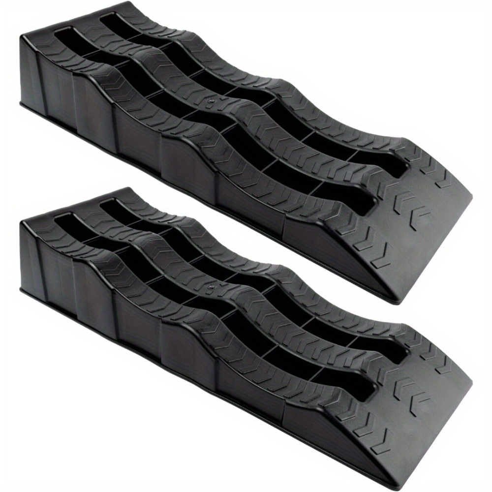 TEMU Rv Wheel Chock, 2pcs Rv 3-tiered Tire Ramps, 3-step Leveling Wedges Leveling Blocks Leveling Ramps, Rv Car System, Perfect For Rv, Cars,