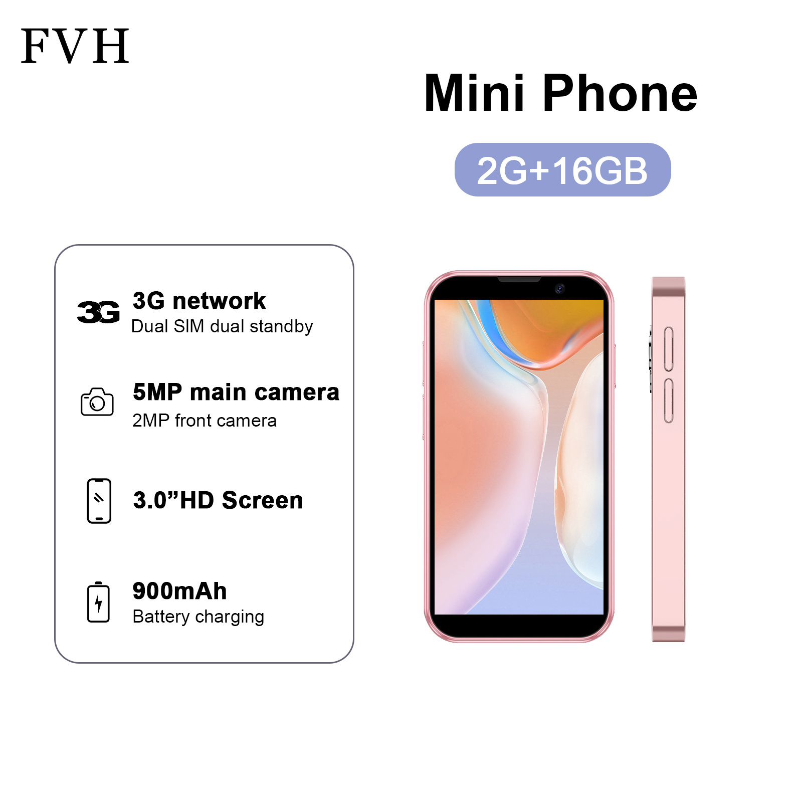 TEMU Fvh Miniphone 2+16gb 3inch Minismartphone Mini Phone Portable Unlocked Cell Phone Pocket Phone Minismartphone Pink Miniphone, Easter Gift, Educational Phone, Phone