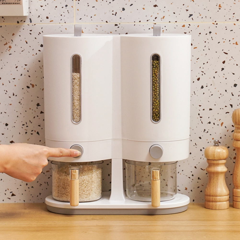 TEMU Grain Stroage Box, Rice Dispenser, Press Type Rice Bucket, 5kg Capacity Japanese Double Rice Barrel, Airtight Dry , Dry Food Cotainer For Rice,