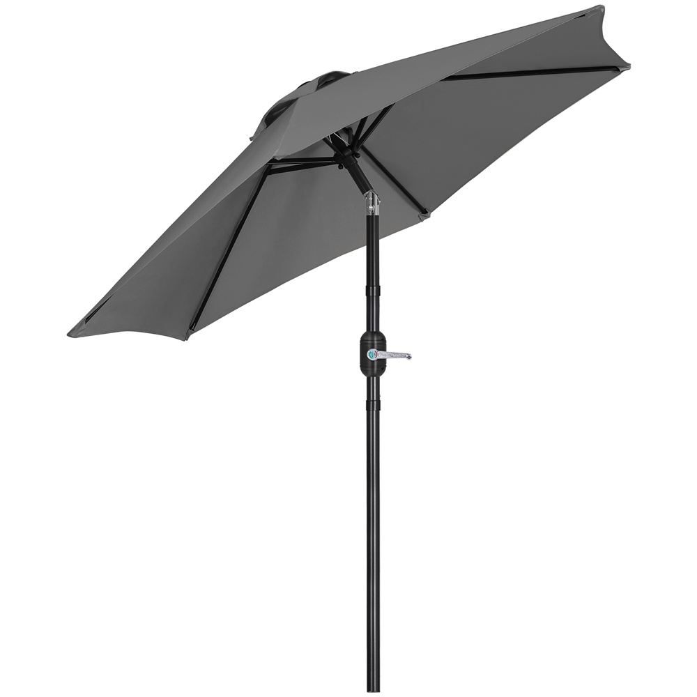 Costoffs Sun Umbrella With Crank Round Garden Umbrella Protection Terrace Umbrella Tilt Adjustable Crank Umbrella