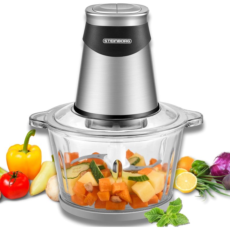 Image of Electric Extra Powerful Multichopper 500w 1.8l Electric Universal Chopper With Glass Container Universal Kitchen Machine Mixer For Baby Food Nuts Vegetables Fruit Meat
