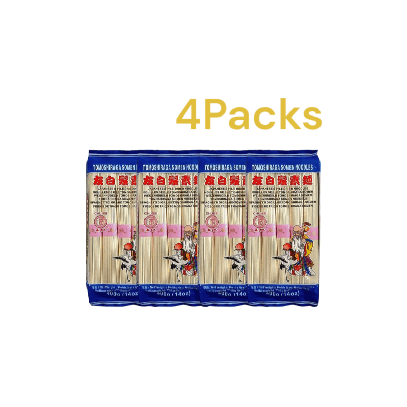 4 Packs Chun Si Tomoshiraga Somen Noodles 4×400g –traditional Chinese Hand-pulled Noodles With Fine & Elastic Texture – Perfect For Noodle Soups, Stir-fry & Cold Dishes