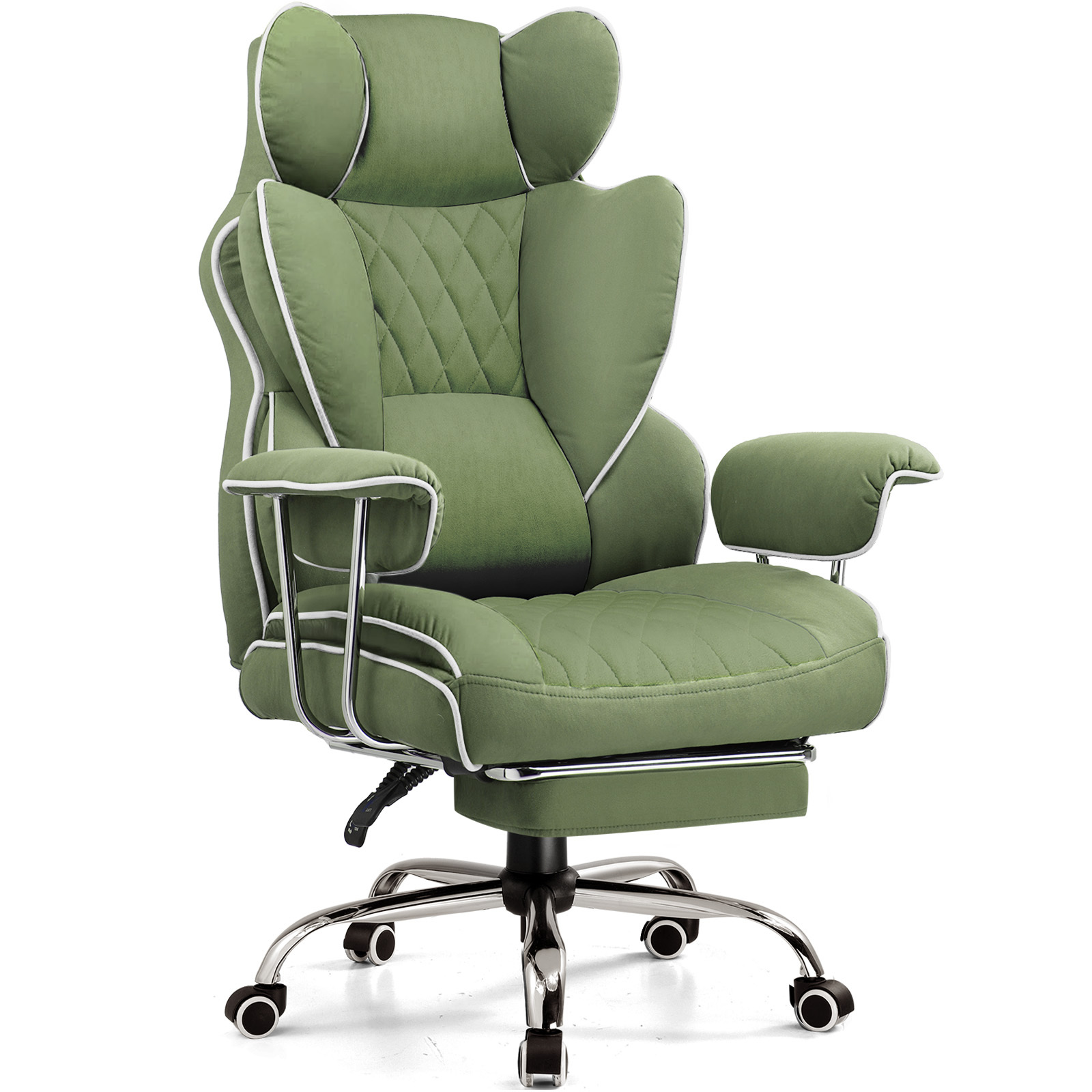 Image of Gaming Chair, Office Chair With Lumbar Support, Ergonomic And Comfortable Wide Office Computer Chair With Outwardly Fixed Soft Armrests And Footrest