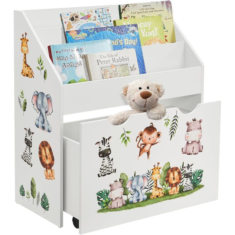 E-shop Kinder Bücherregal mit 3 Fächern & Holz Regal 63x30x70 cm BTH Aufbewahrung von Büchern & Spielzeug im Kinderzimmer Weiß