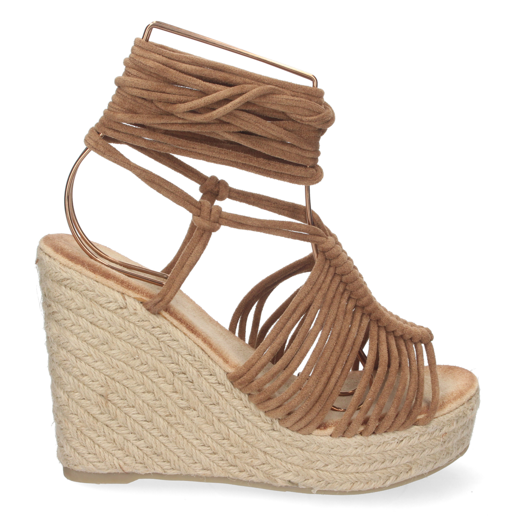 Women's Wedge Sandal, Jute-lined, With Strappy Sole, And Lace-up Closure For Spring Summer