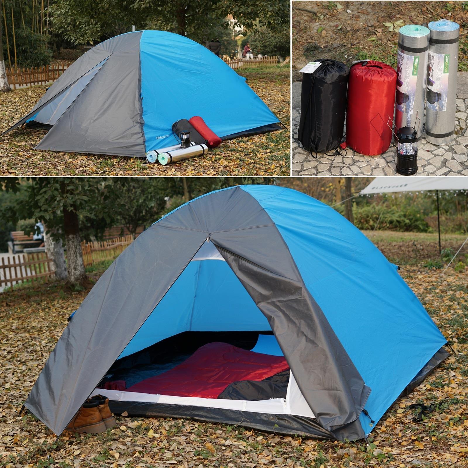 2 Person Camping Starter Set with Sleeping Bags and Tent