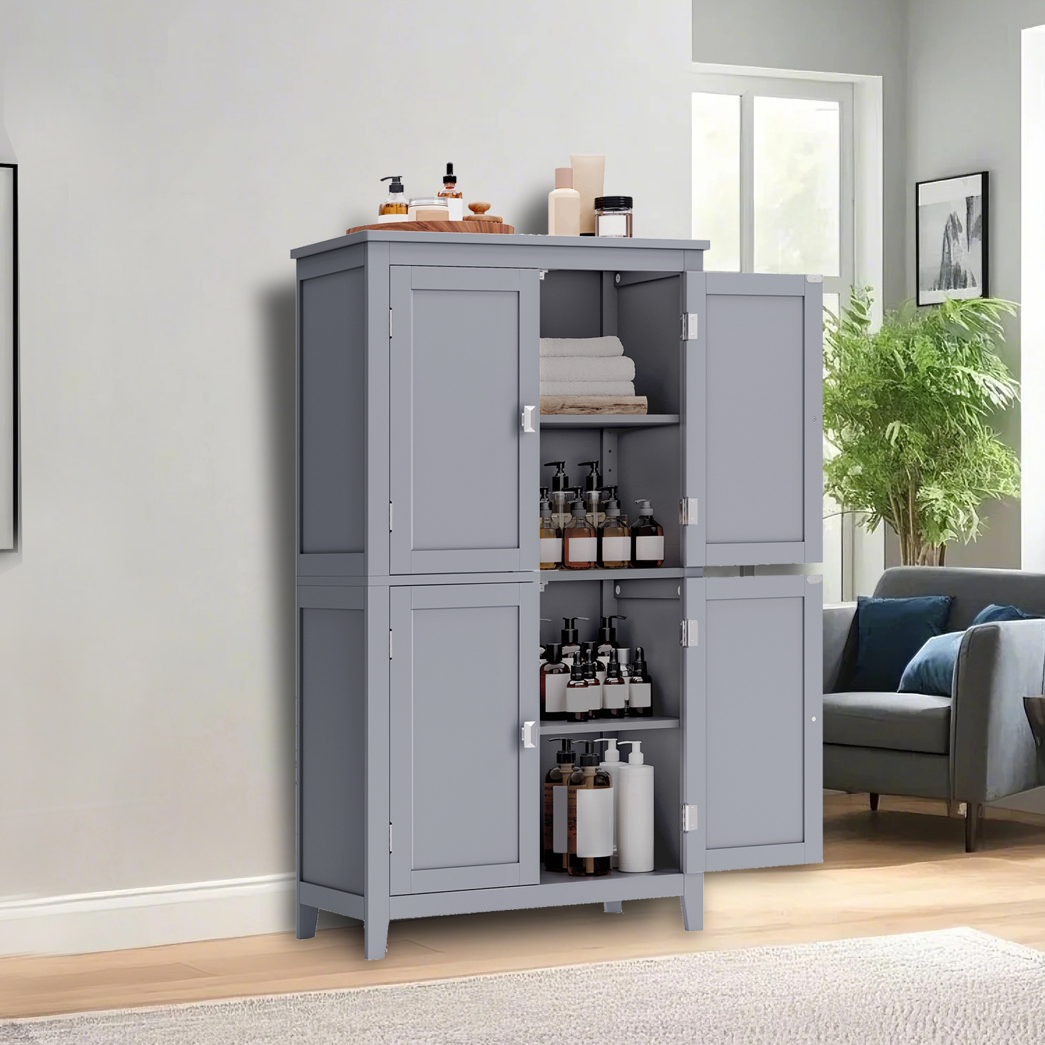Bedroom Cabinet, Kitchen Cabinet, Bathroom Cabinet, , Adjustable Shelves, 30 X 60 X 110 Cm
