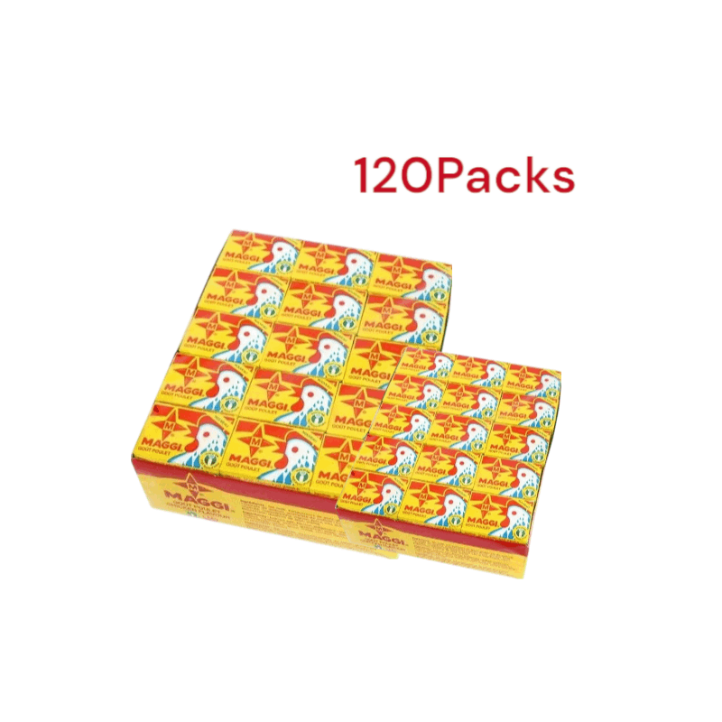 120packs-maggi-brühwürfel Huhn 120packs×10g- Universal Condiment - For Soups, Stews & More, Iodized Salt, Flavour Enhancer, Brown Sugar, Palm Oil, Glucose Syrup, Onion Powder, Spices, Emulsifier