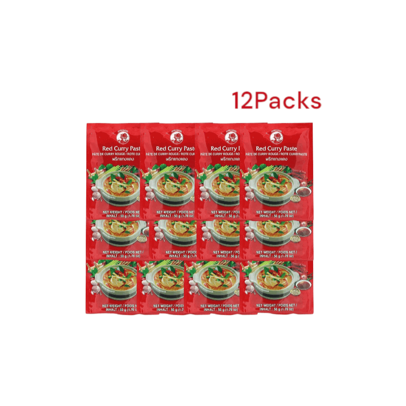 12 Packs Of Thai Brand Thai Red Curry Paste 12x50g - Aromatic Thai Red Curry Paste For Authentic Curry Dishes, 50g Per Pack - Perfect For Aromatic And Spicy Flavor Experiences