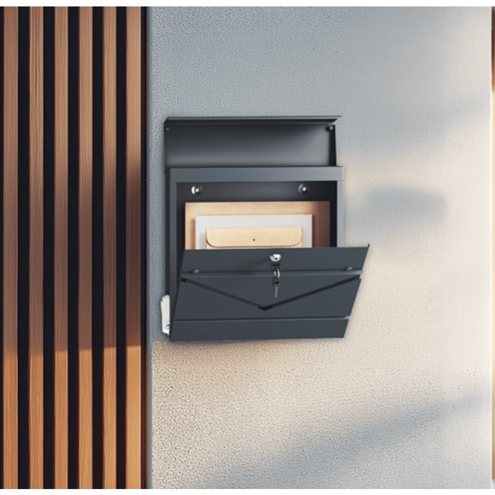 E-shop XXL Briefkasten, Postkasten, Zeitungsfach, V-förmiges Sichtfenster, Schloss, modern, einfache Montage