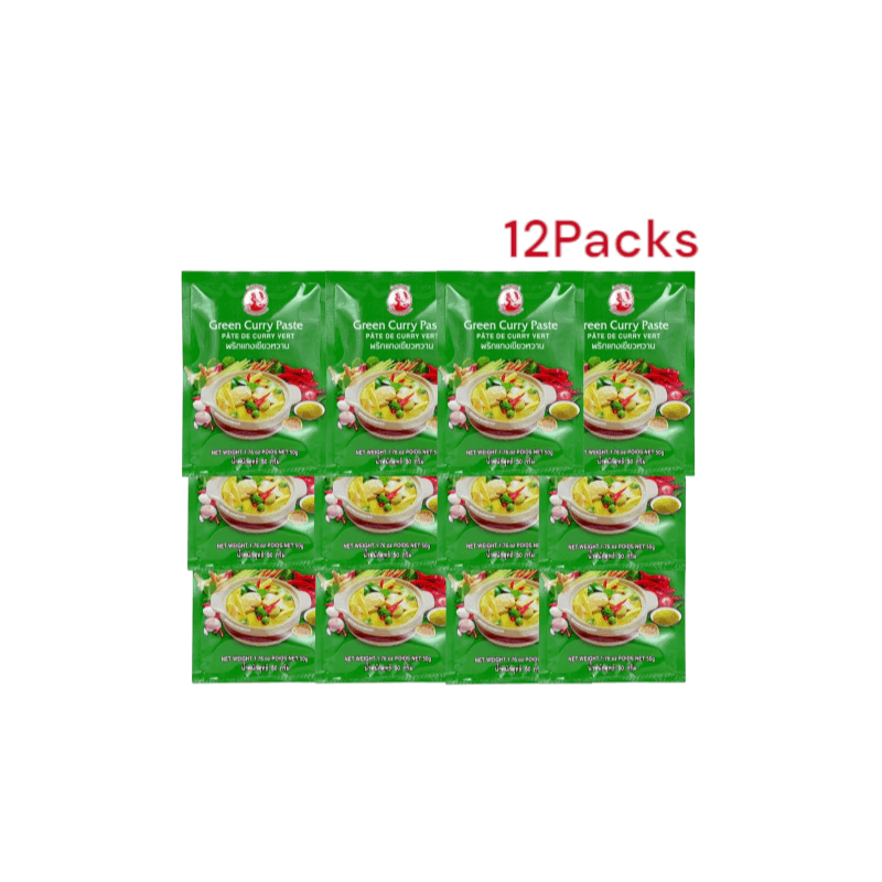 12-pack Cockbrand Green Curry Paste 12x50g – Aromatic Green Curry Paste For Authentic Curry Dishes, 50g Per Pack – Perfect For Aromatic And Spicy Flavor Experiences