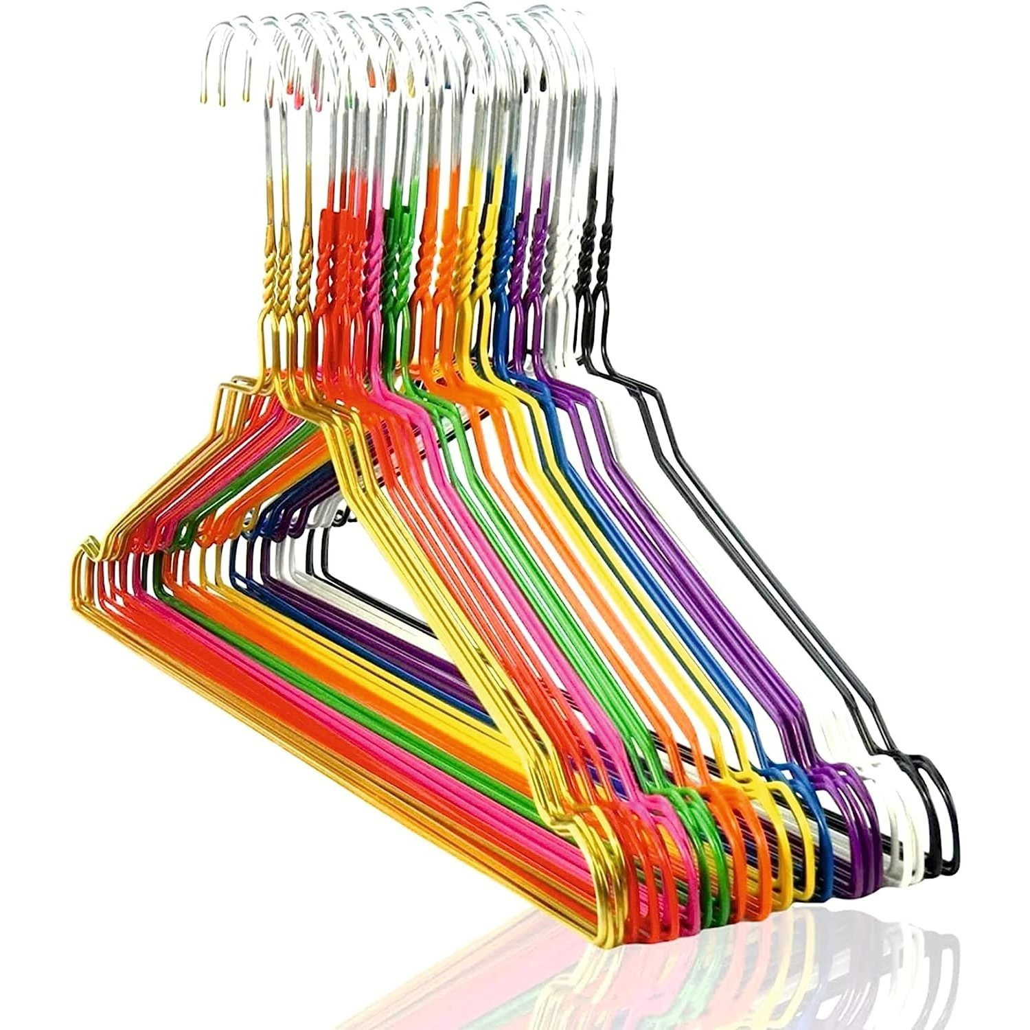 - 100 Metalen Hangers 40Cm Ruimtebesparend Kleurrijk - Thuis En Wasgoed - Antislip Hangers