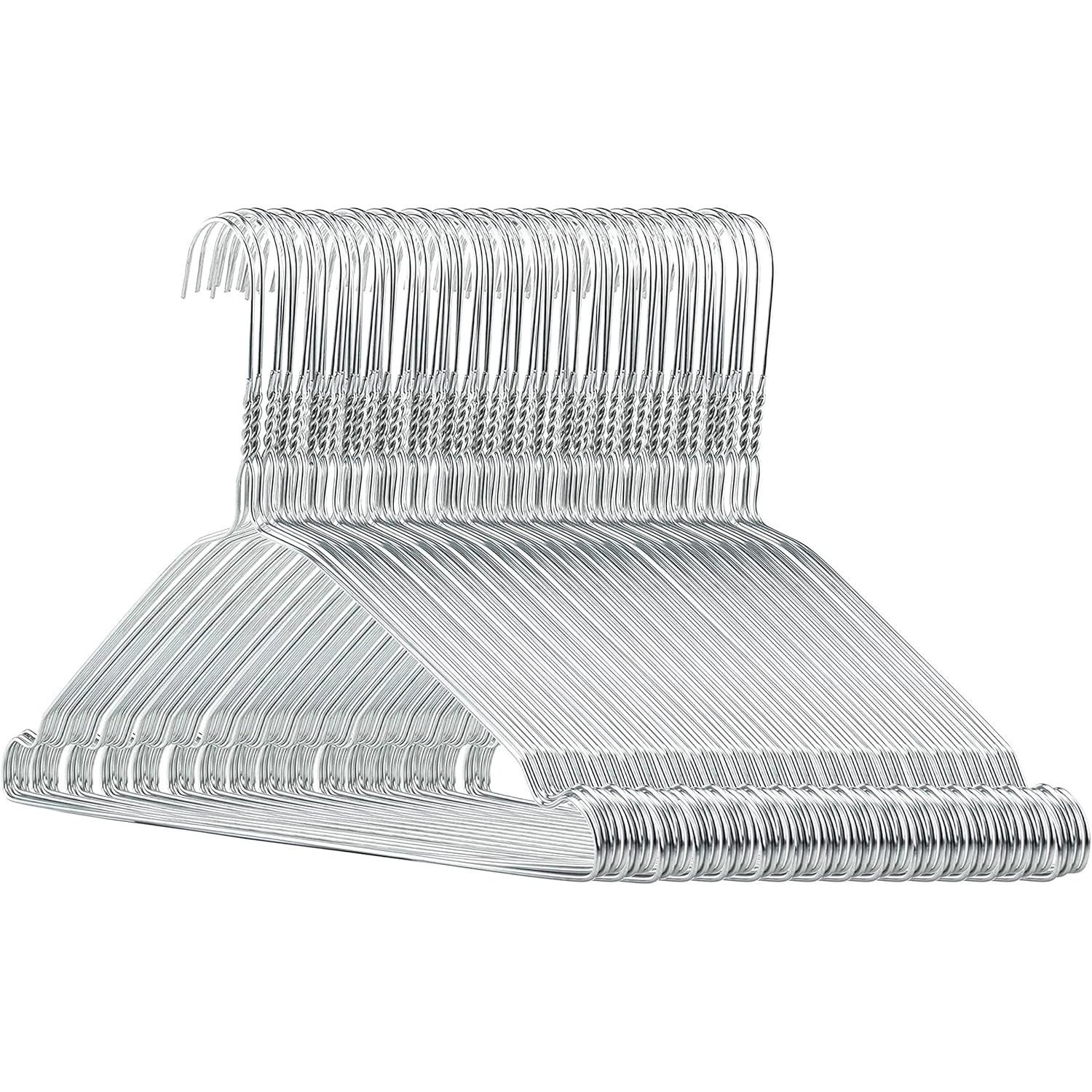 - Pakket van 200 metalen hangers met broekstang en insnoeren (16 inch / 40 cm)