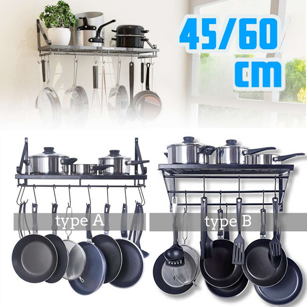 TEMU 10-hook Multifunctional Kitchen Organizer - Metal Wall Mounted Hanging Rack For Pots Pans & Cooking Utensils Storage