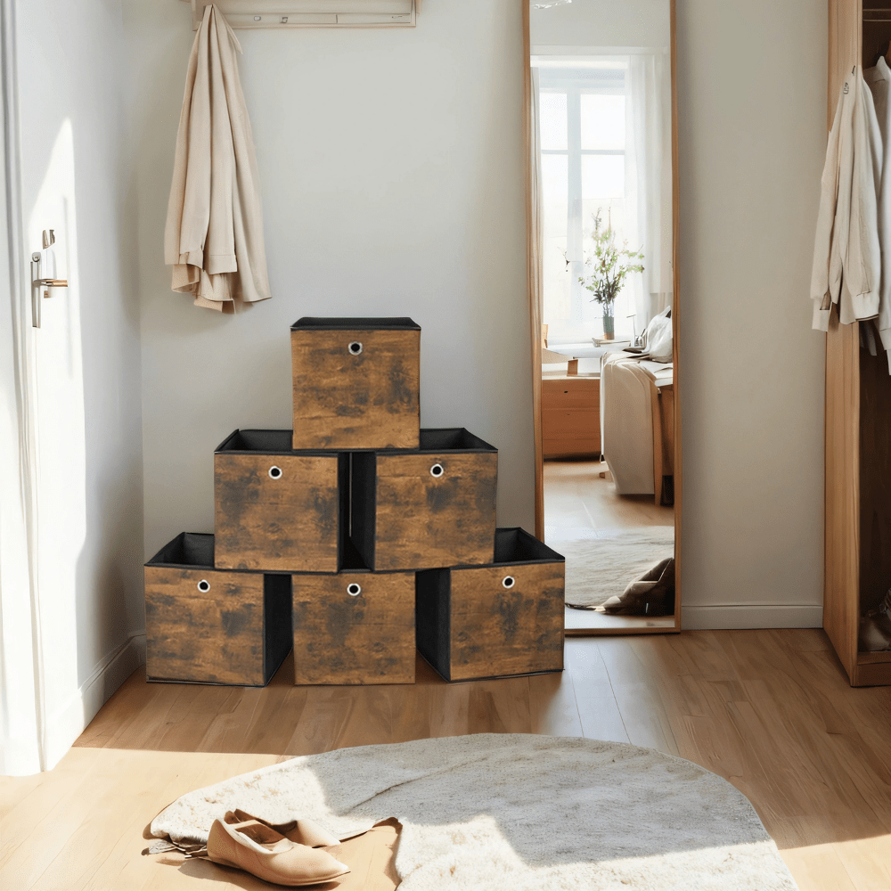 E-shop 6er Set Aufbewahrungsbox, 30 x 30 x 30 cm, Stoffbox, Ordnungsboxen für Würfelregal, Organizer für Kleidung