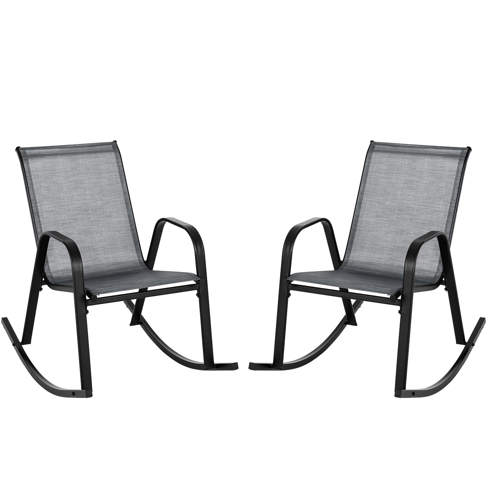 Image of 2pcs Set Of Rocking Chairs With Breathable Fabric Seat, Garden Chairs, Rocking Chairs Swing Chairs For Garden, Balcony, Terrace (grey)