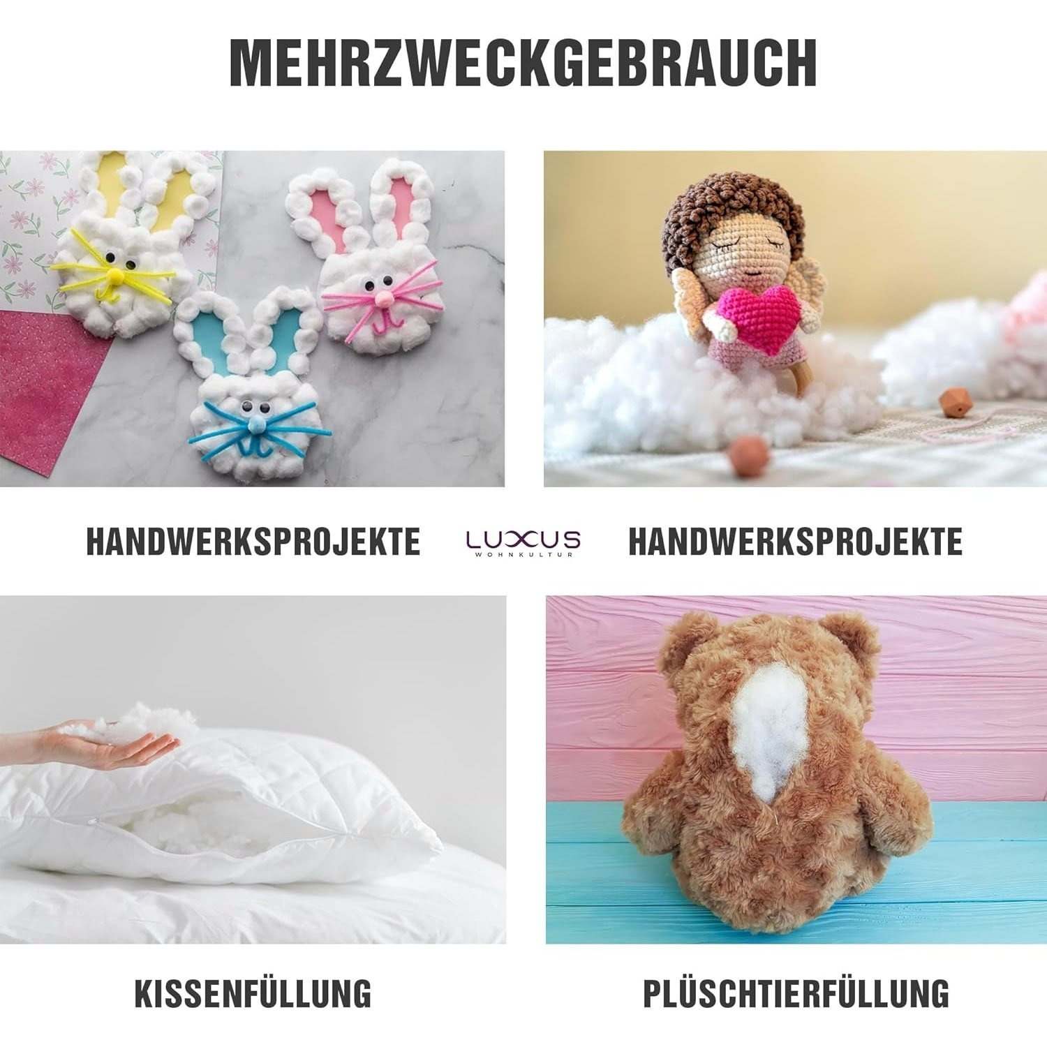 Füllwatte 10kg - Weiche Stopfwatte Für Kissen & Stofftiere