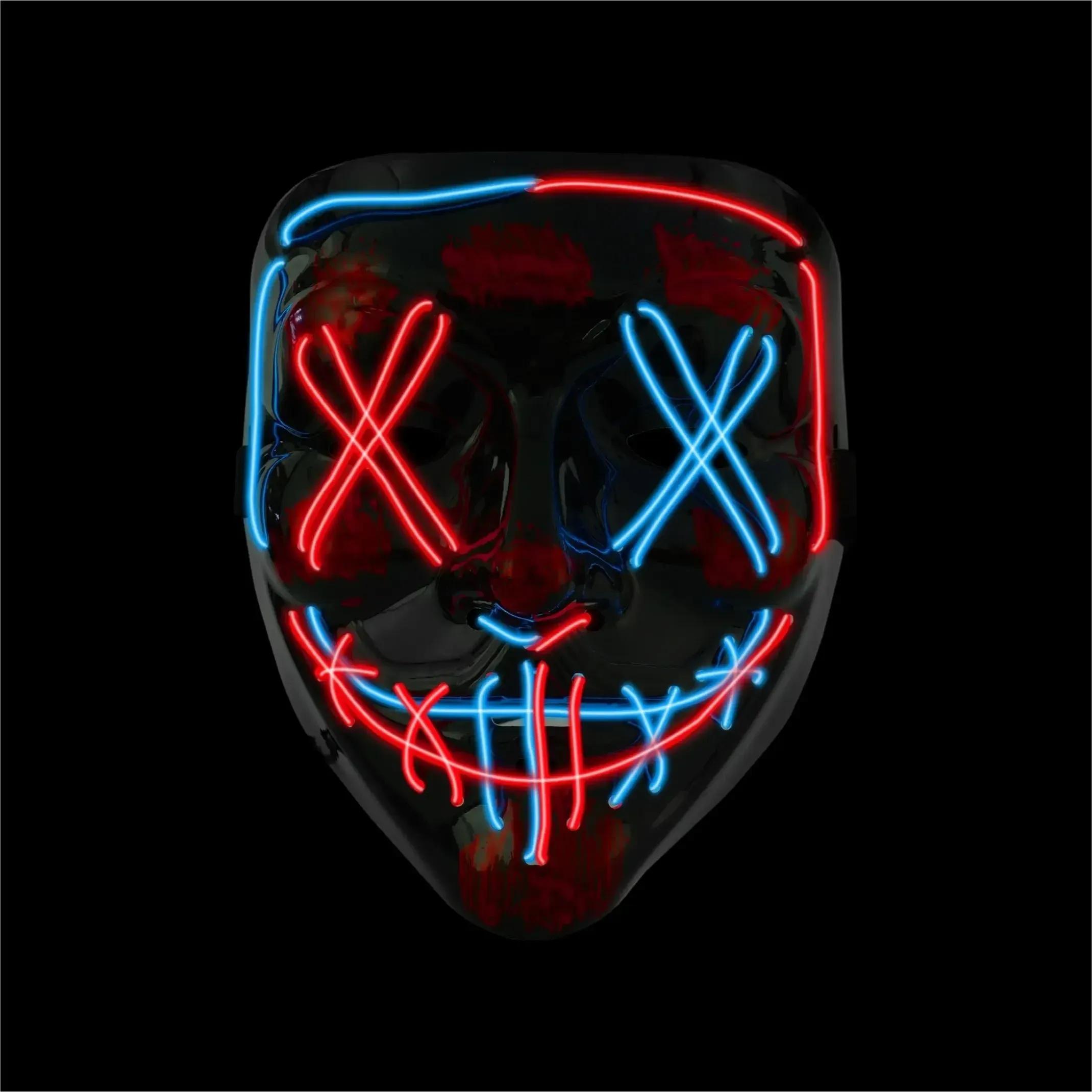 Tk Halloween Mask Purge Led - Controllable Costume Mask For Halloween, Carnival & Masquerade As A Costume & For Blue/red