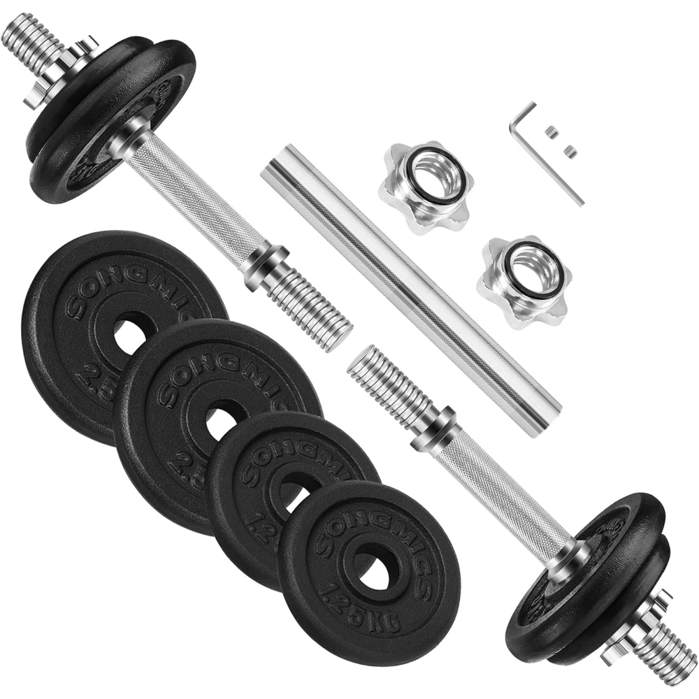 2-in-1 Dumbbell Bodybuilding Kit, with Steel Extension Bar, Adjustable Weight, Fitness, Bodybuilding, Home Mass Gain, Gym Accessories
