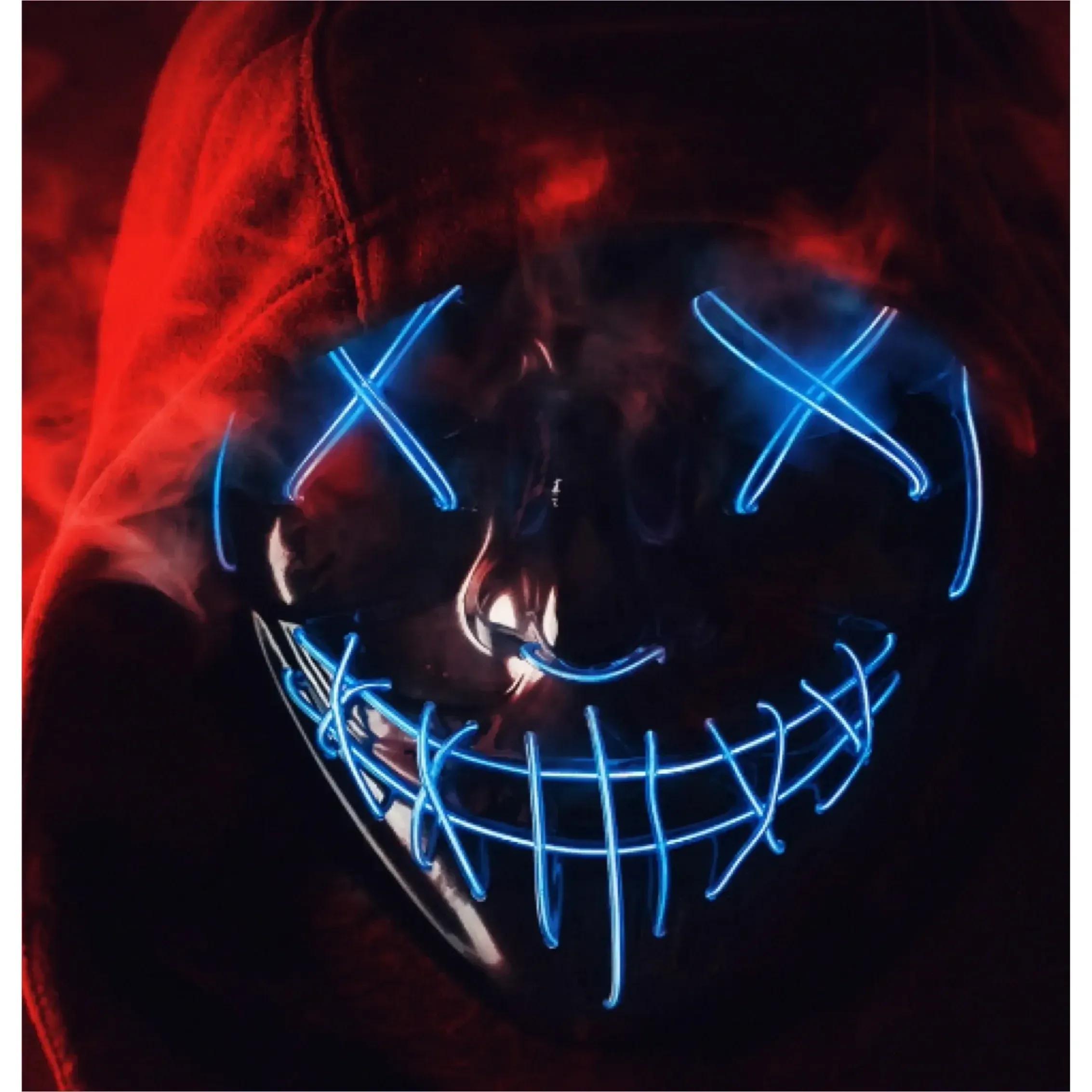 Tk Led Purge Mask - Steerable Costume Mask For Halloween, Carnival & Carnival As A Costume For Blue