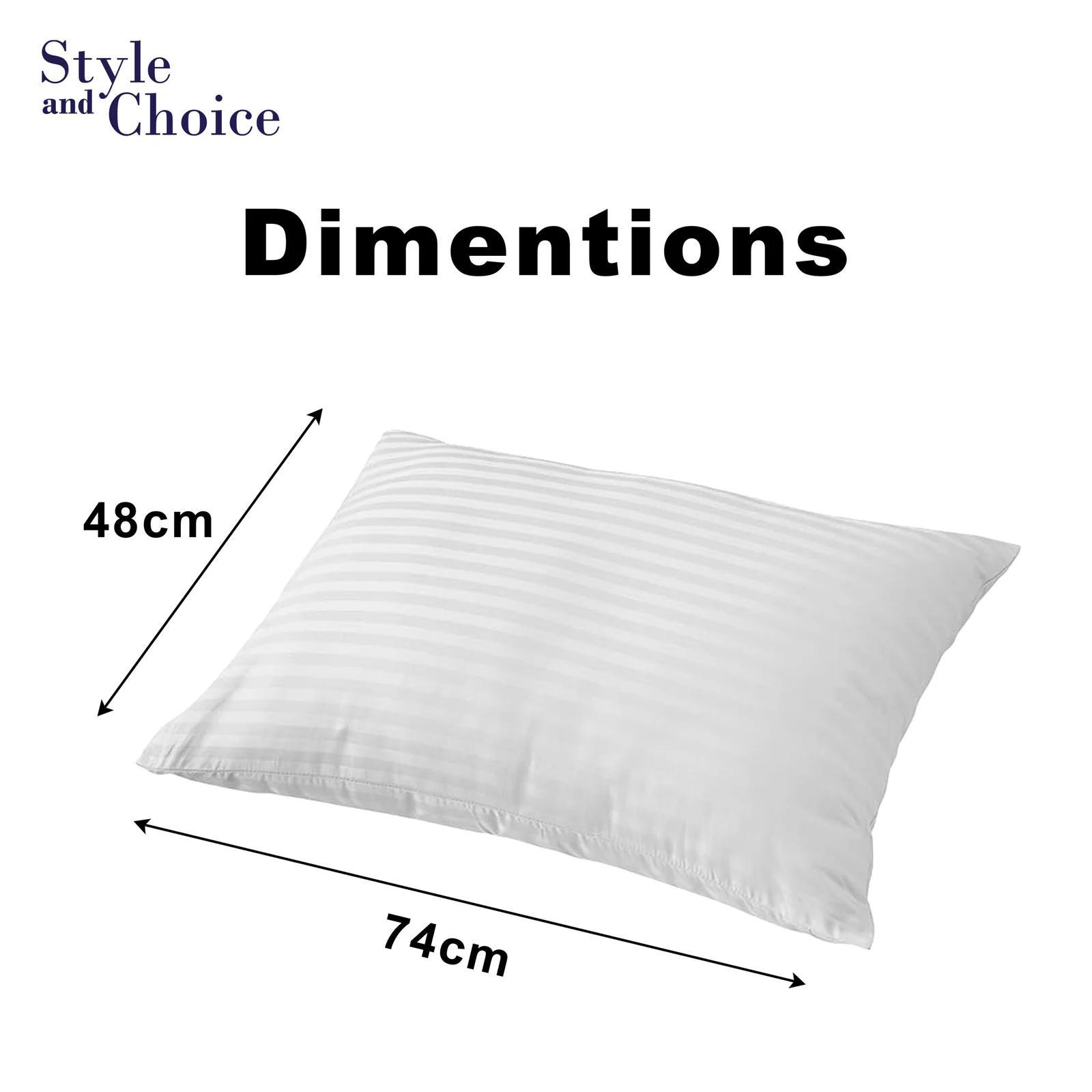 ACL Pillows 2 & 4 Pack with Stripe Cover Hotel Quality Side Sleeper Bounce Back Bed Pillows Premium Filled