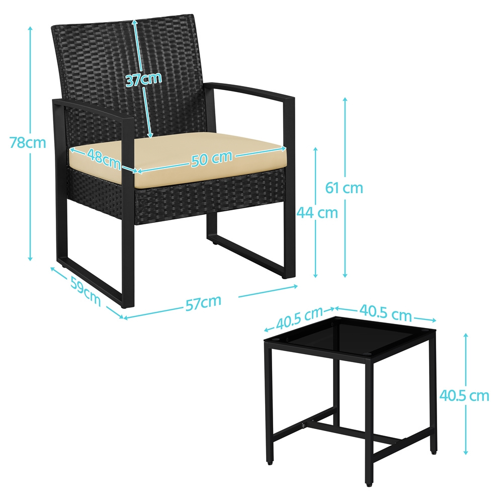 TEMU Costoffs 3pcs Garden Furniture Set Balcony Furniture Set Terrace Furniture Including 2 Chairs With Table And Seat Cushions For Balcony
