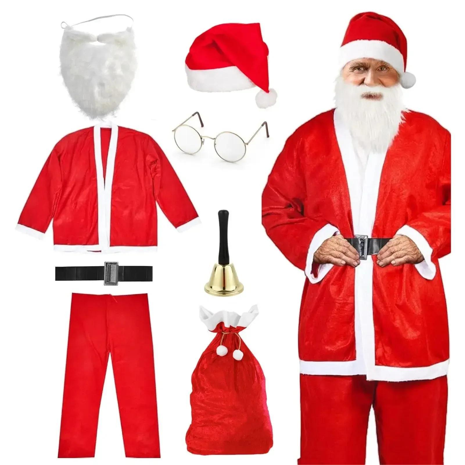 TEMU Tk 8 In 1 Set Santa Claus - Santa Claus Costume & Santa Claus Costume - For Christmas - Costume For Santa Claus - Santa Claus - Men & Adults,