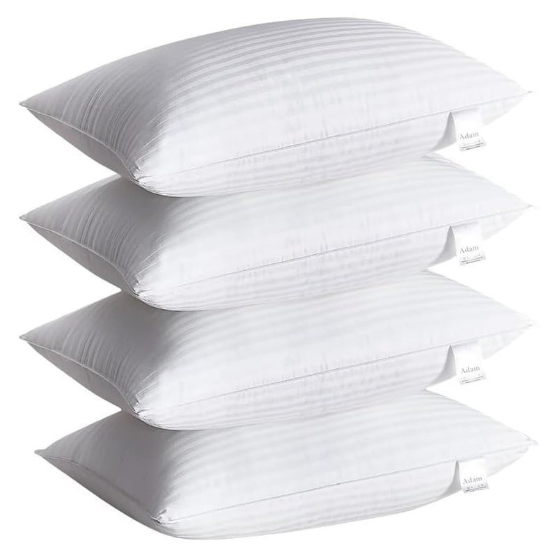 ACL Pillows 2 & 4 Pack with Stripe Cover Hotel Quality Side Sleeper Bounce Back Bed Pillows Premium Filled