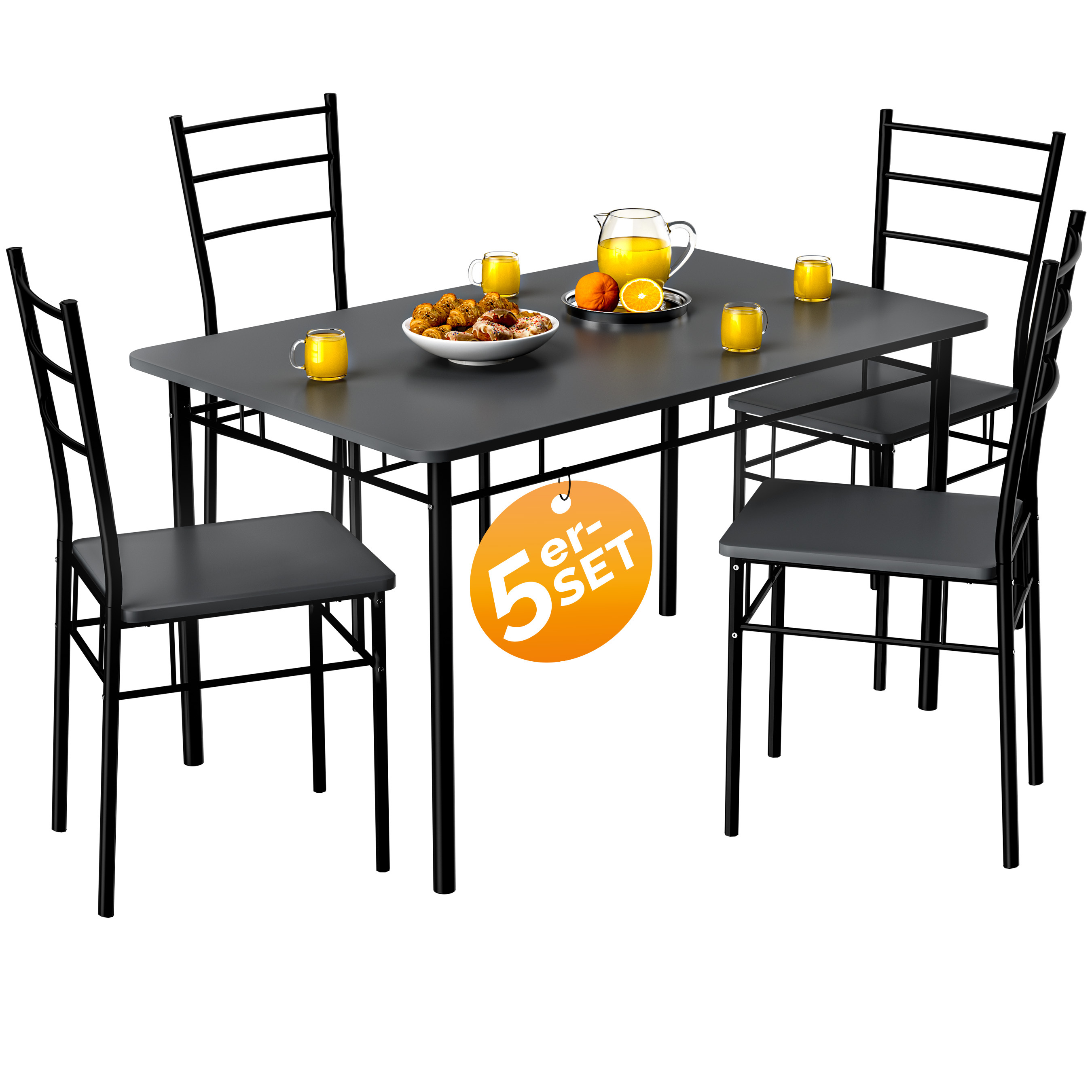 Casariau00ae Dining Table With 4 Chairs Wood 5pcs Set Metal 110x70cm Industrial Modern Dining Room Kitchen Chairs Table Furniture Dining Set Seating Group Leo