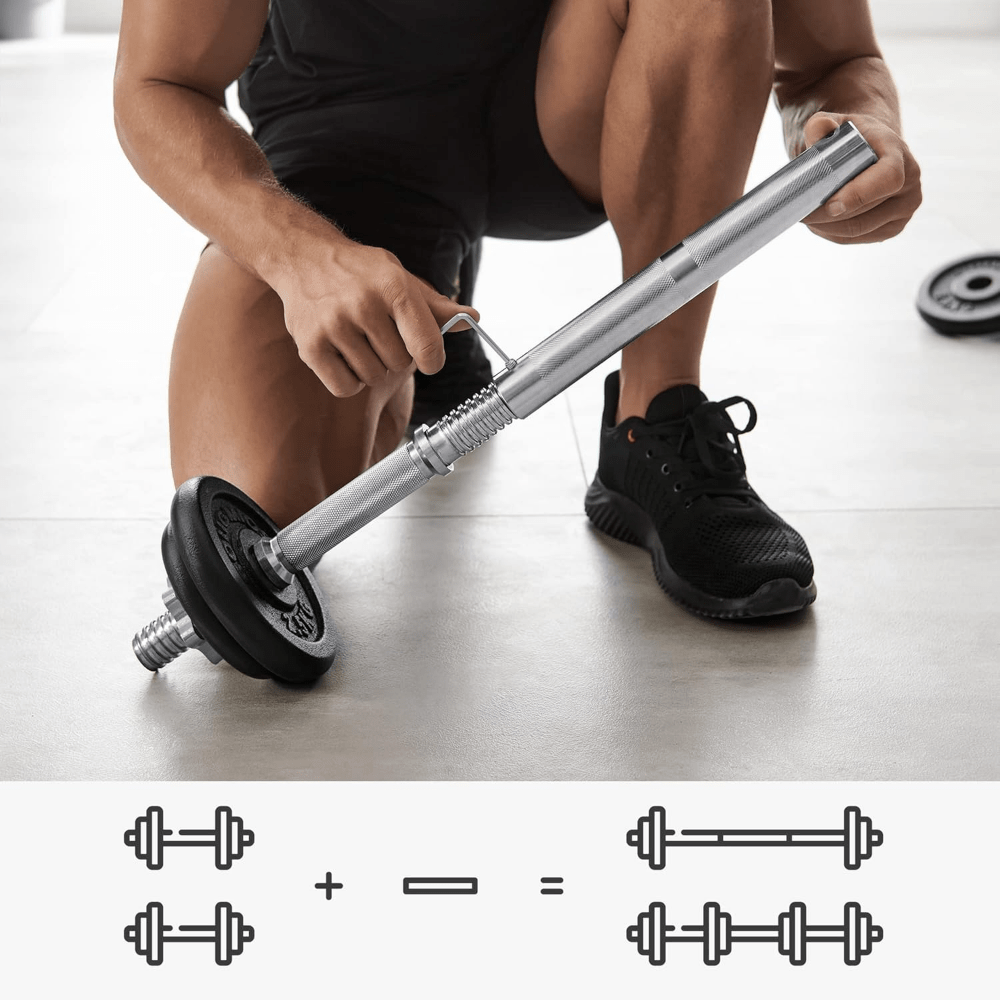 2-in-1 Dumbbell Bodybuilding Kit, with Steel Extension Bar, Adjustable Weight, Fitness, Bodybuilding, Home Mass Gain, Gym Accessories