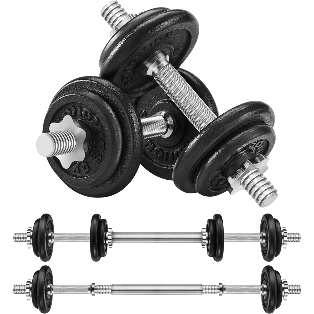 2-in-1 Dumbbell Bodybuilding Kit, with Steel Extension Bar, Adjustable Weight, Fitness, Bodybuilding, Home Mass Gain, Gym Accessories