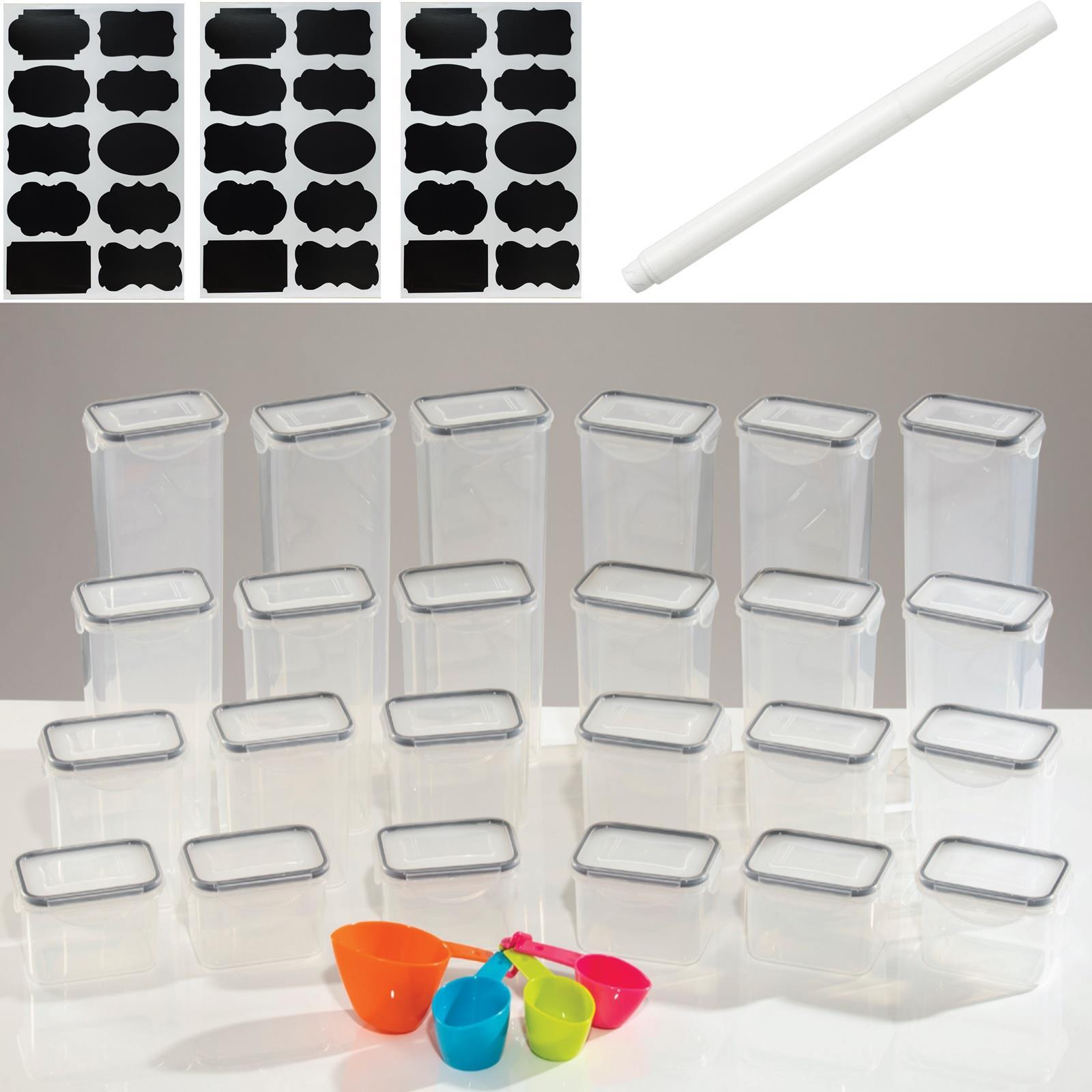 24pcs Clear Plastic Food Storage Containers Set with Clip Seal Lock Lids