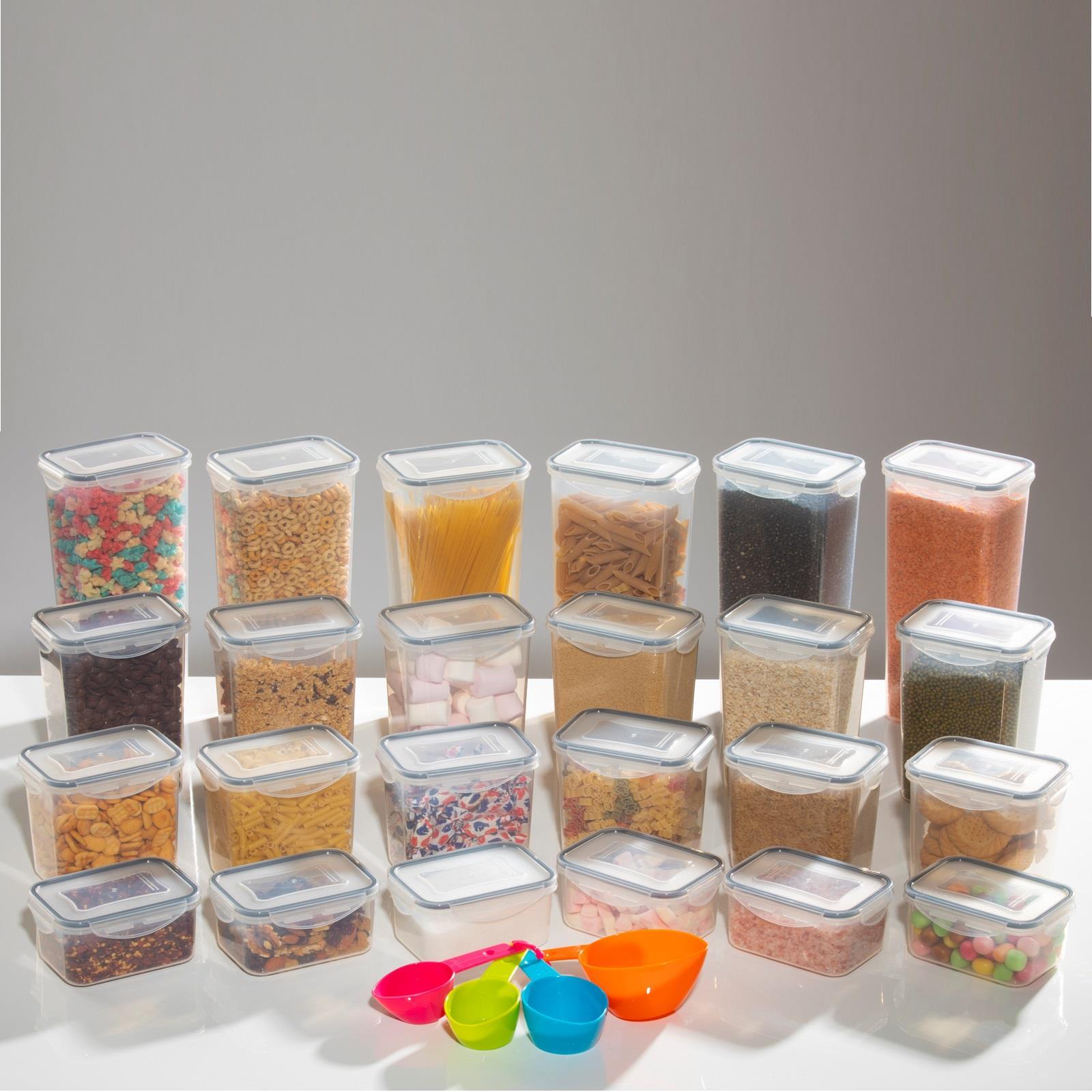 24pcs Clear Plastic Food Storage Containers Set with Clip Seal Lock Lids