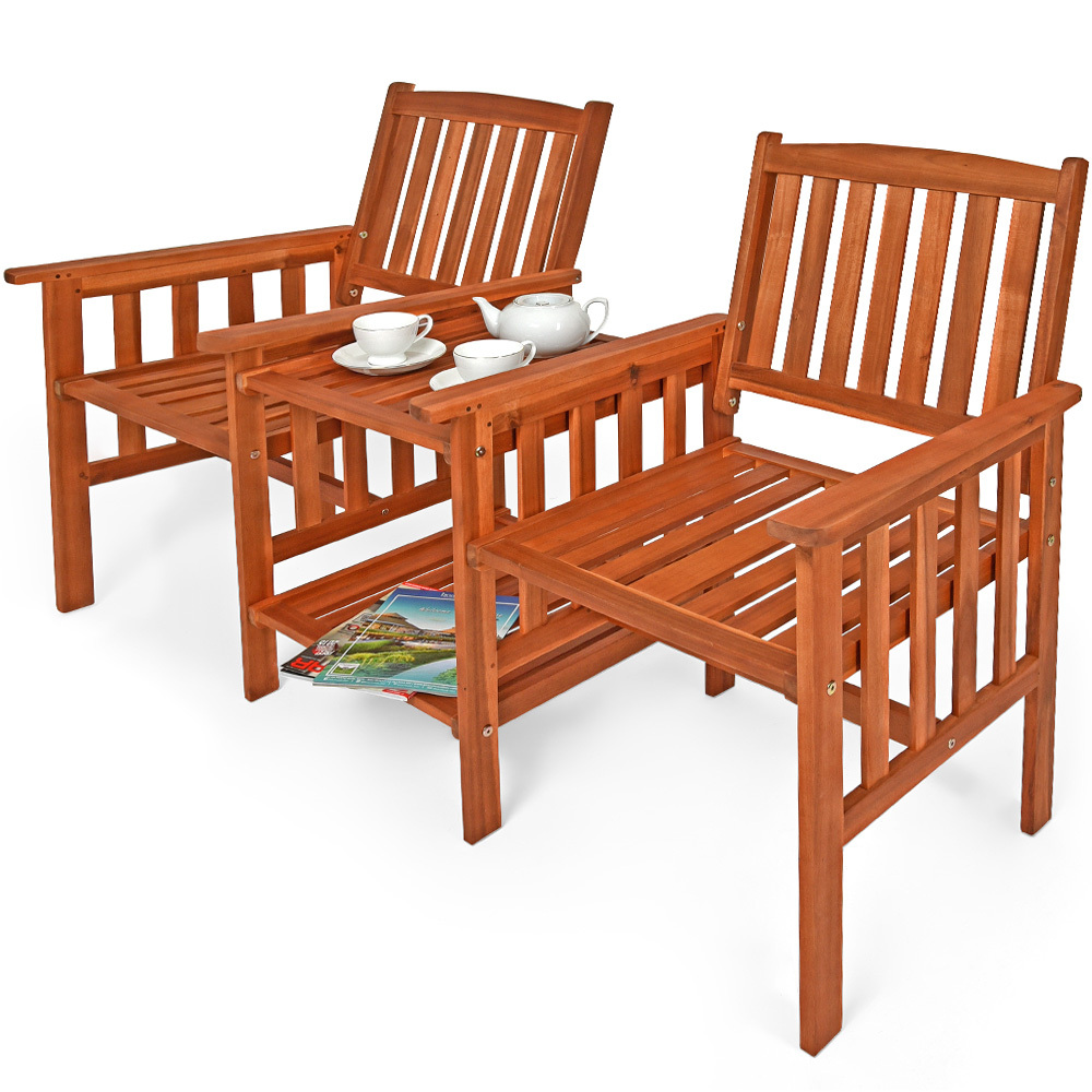 Image of Casaria® Garden Bench Wood Weatherproof Table Storage 320kg Load Capacity Garden Balcony Terrace Bench Wooden Bench Cinema Bench 164x63x91cm Acacia 2-seater