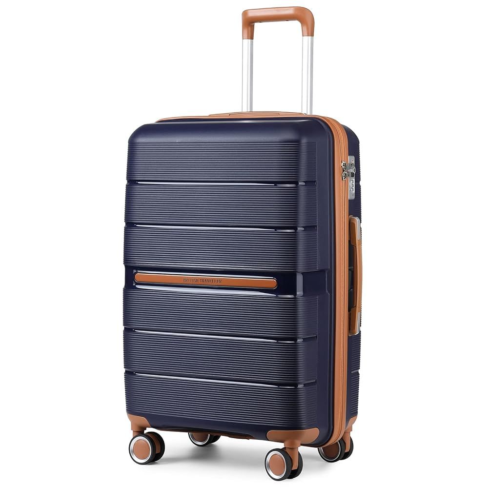 British Traveller Lightweight PP Hard Shell Travel Trolley Suitcase