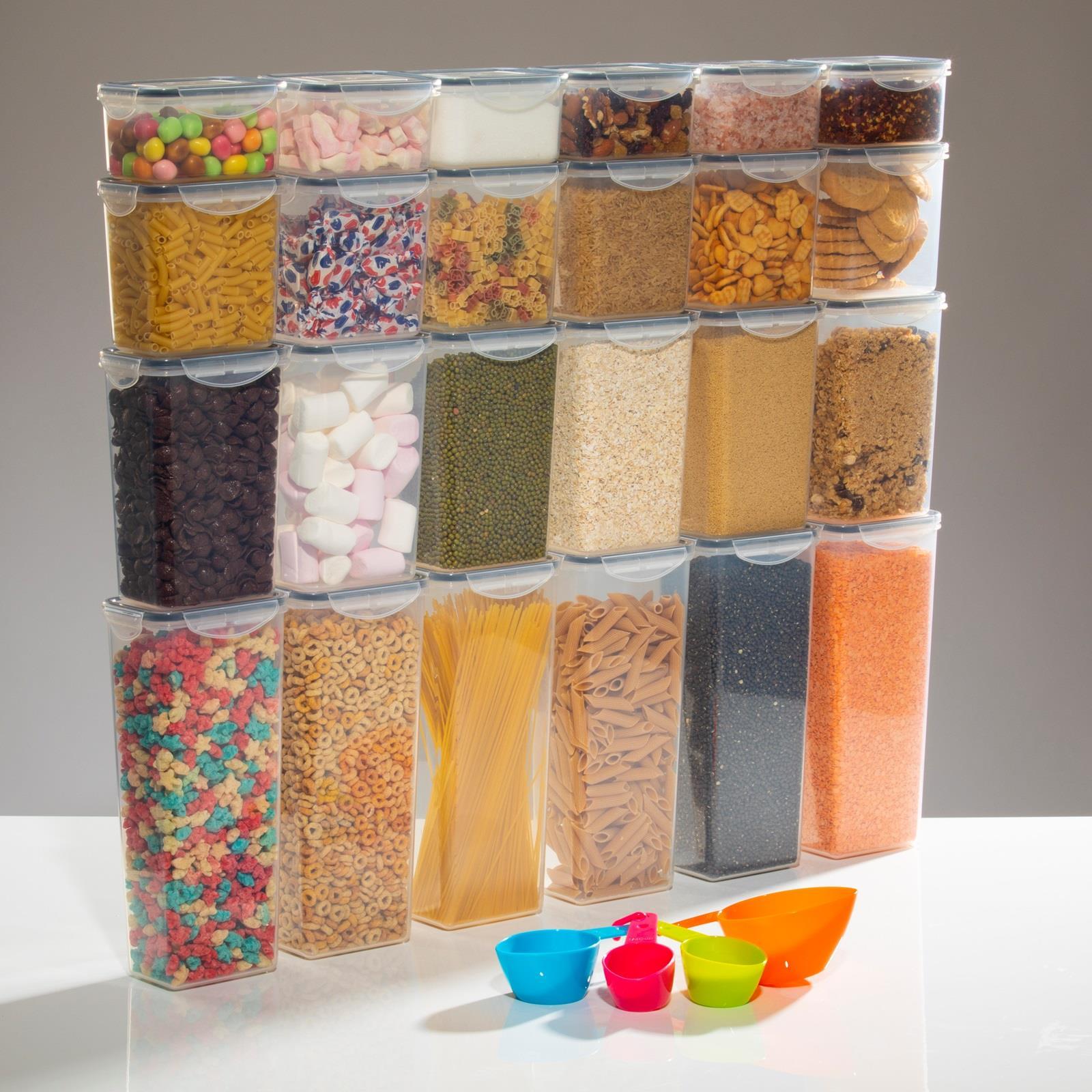 Gr8 Home 24 Pcs Clear Plastic Food Storage Containers Set With Clip Seal Lock Boxes Lids, Clear