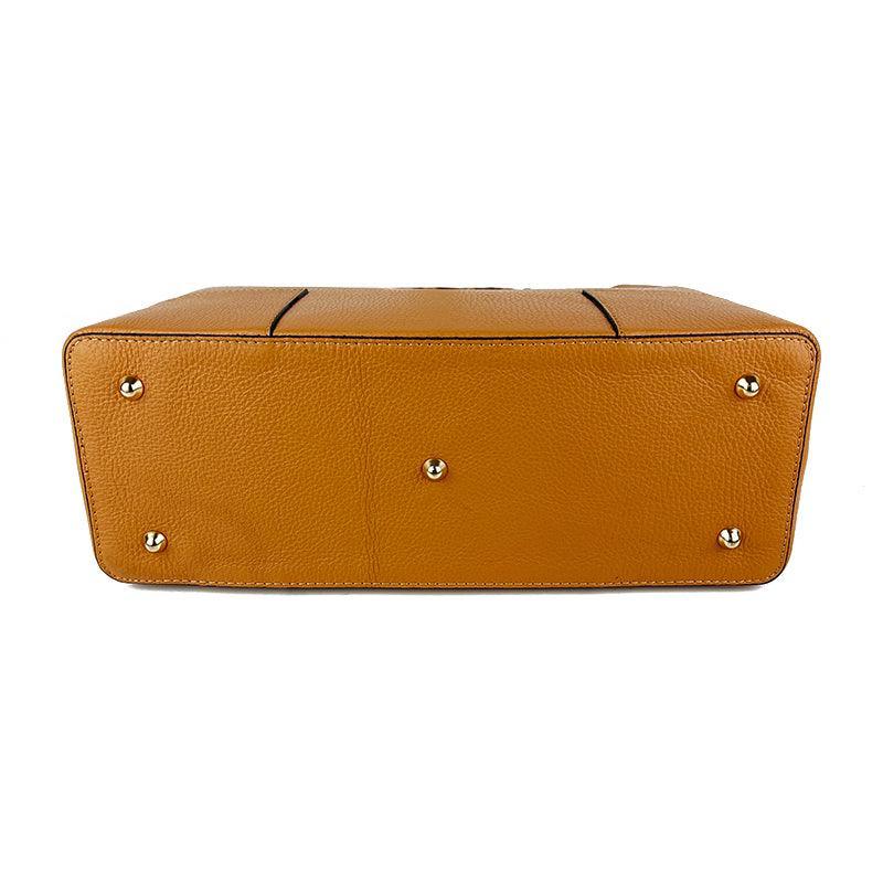 Handbag in Real Leather with Bamboo Handles Made in Italy, Women's Handbag, Bamboo Leather Bag