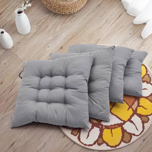 grey 4pcs solid coloured chair cushions machine washable and durable with a knitted design for and support suitable for garden dining and office chairs 40 40 5 cm